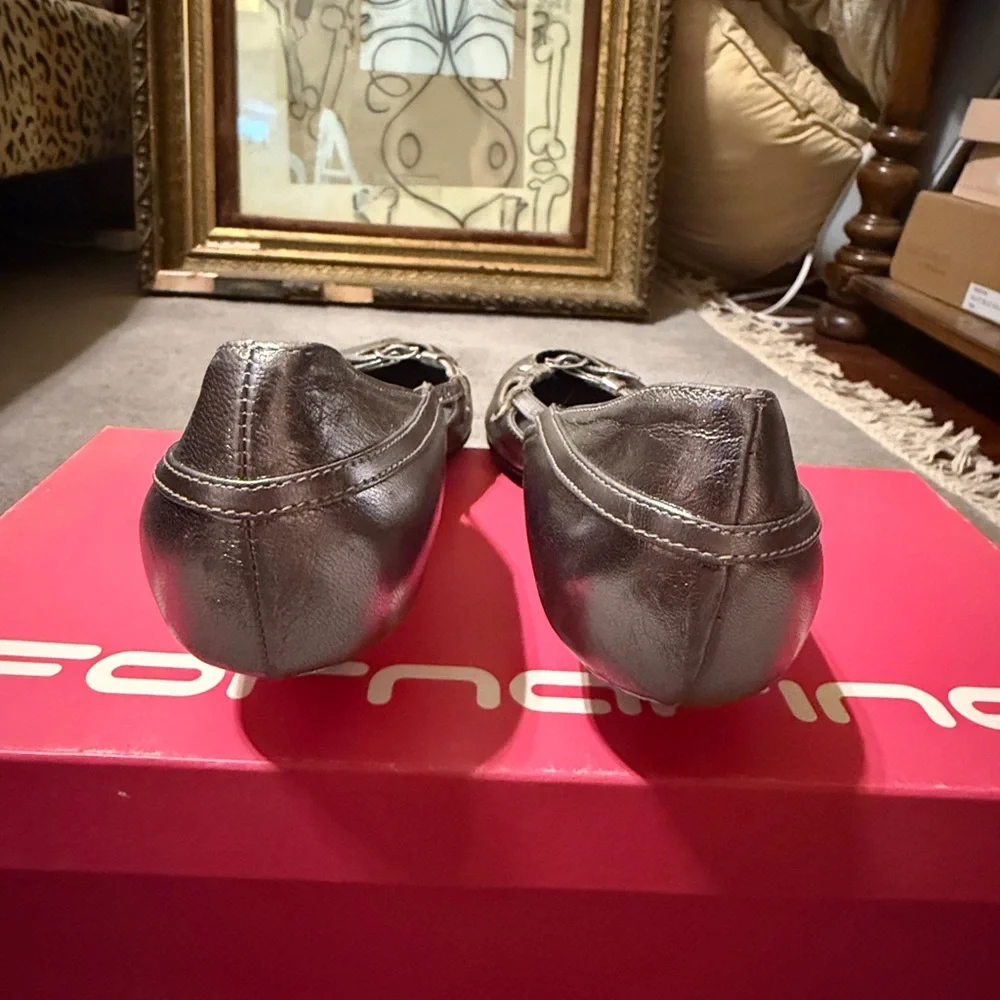 Fornarina Metallic Silver Pointed Kitten Heels Buckle Detail EU 36